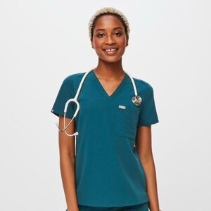 Figs Catarina One-Pocket Scrub Top - Caribbean Blue XXS